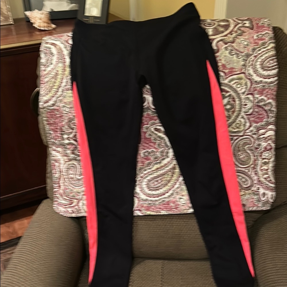 Black Leggings with Red Stripes